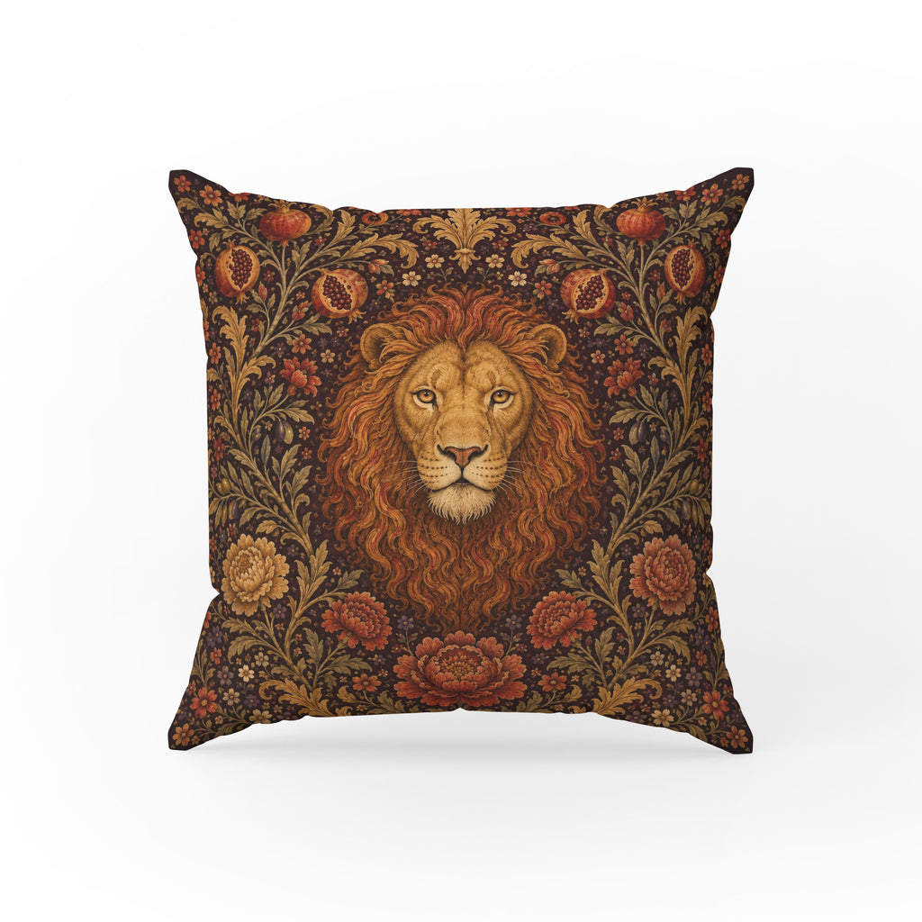 The Lion of Pomegranates – Medieval Floral Pillow