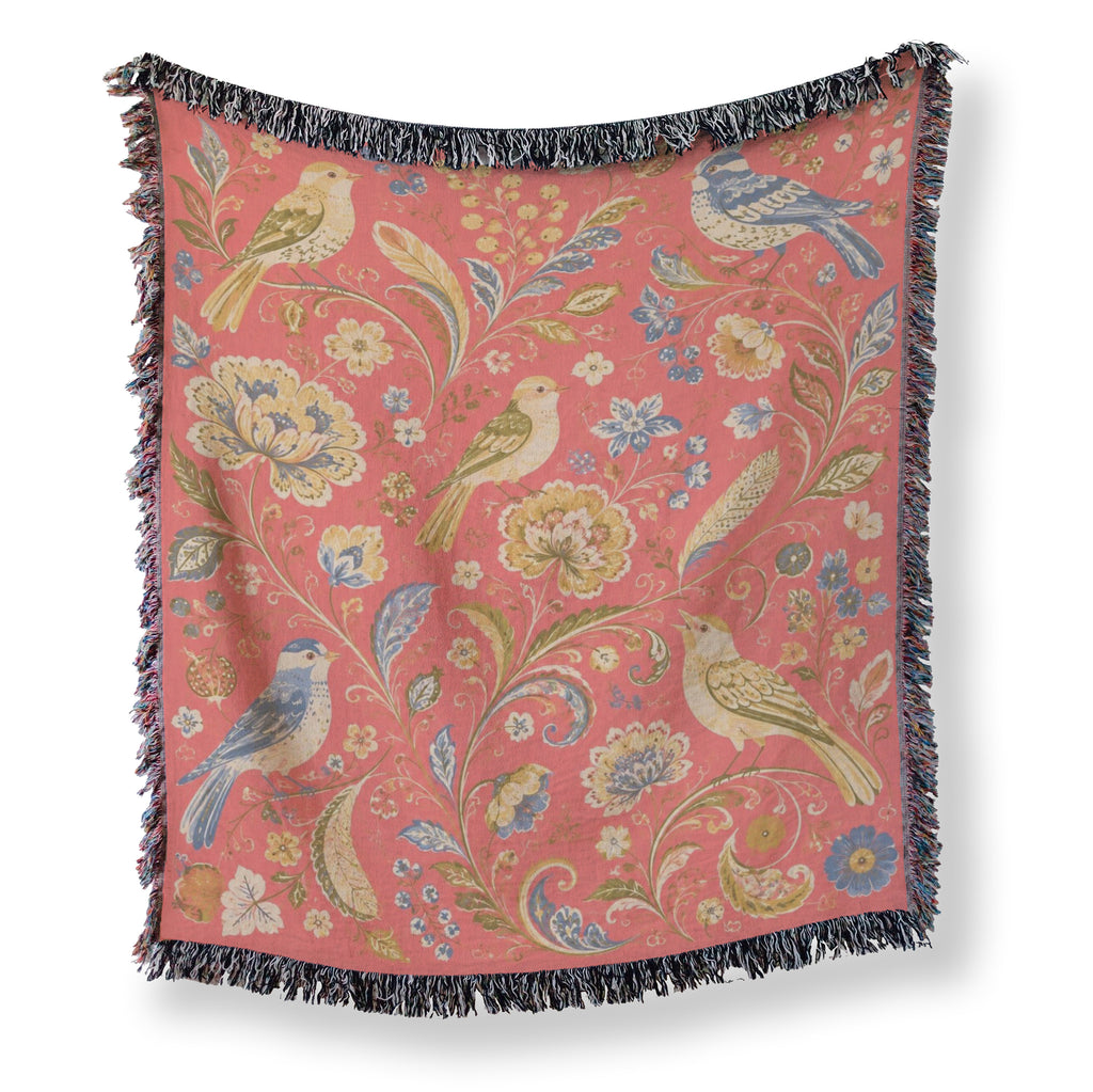 Coral Songbird Garden Blanket