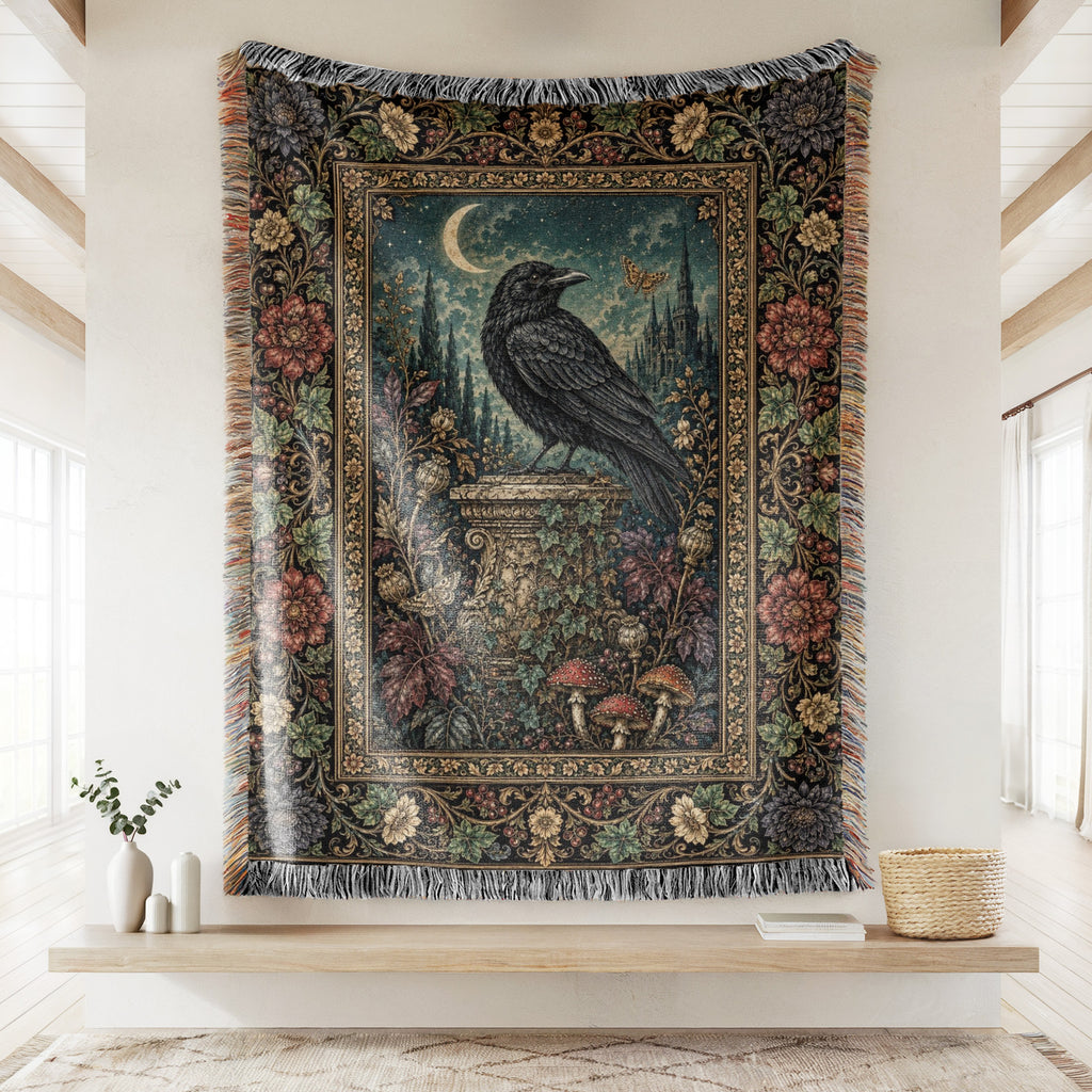 Moonlit Raven Garden Blanket