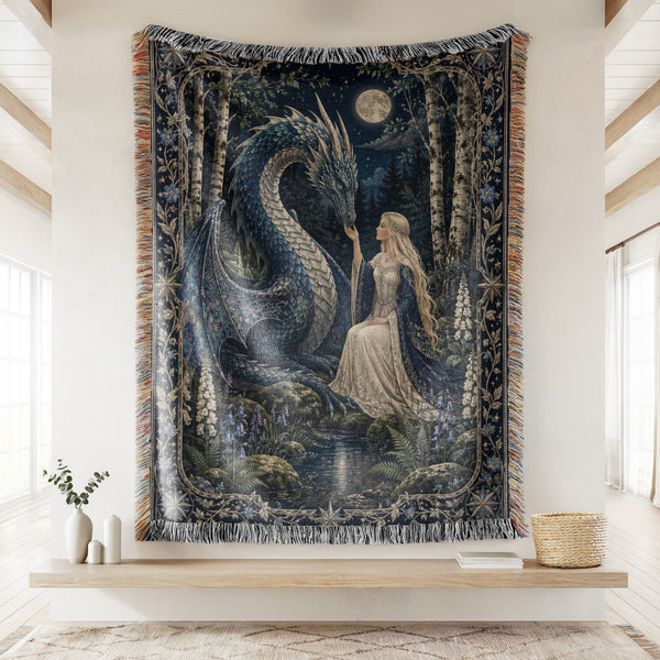 The Moonlit Dragon Maiden Blanket