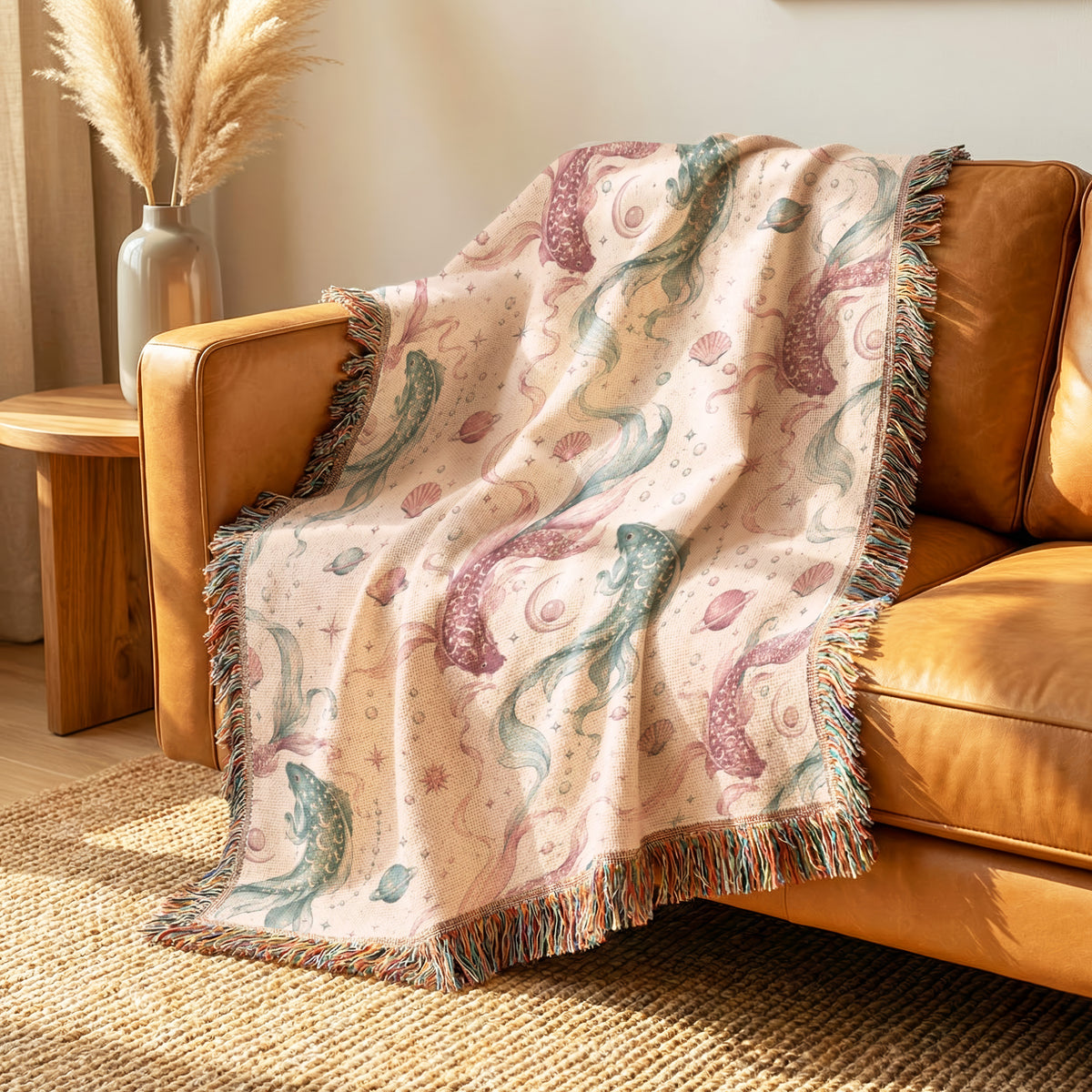 Pisces Celestial Twin Fish Pattern Blanket