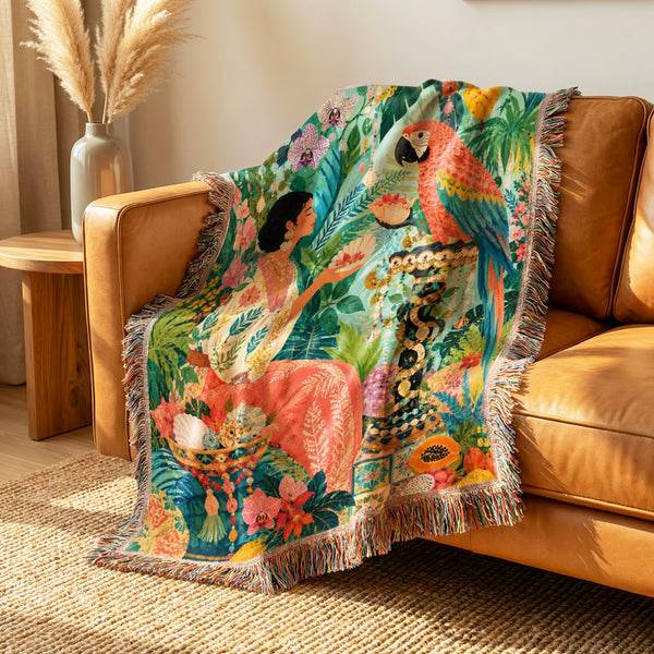 Macaw Tropical Garden Blanket