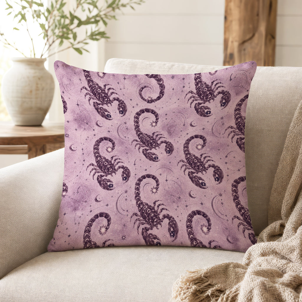 Scorpio Moon – Mauve Zodiac Pattern Pillow
