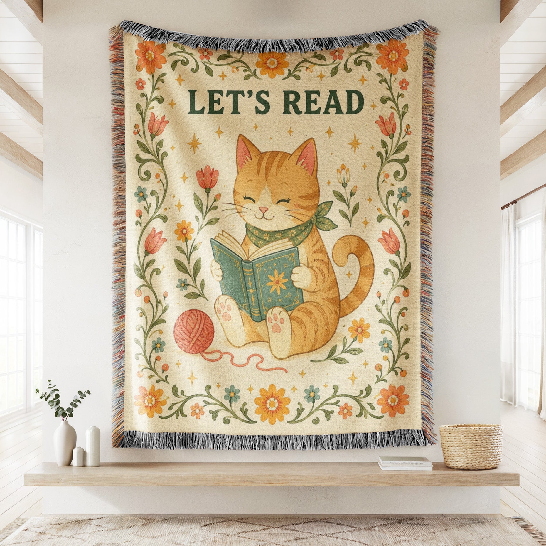 Let's Read Cozy Cat Book Lover Blanket Secondary image