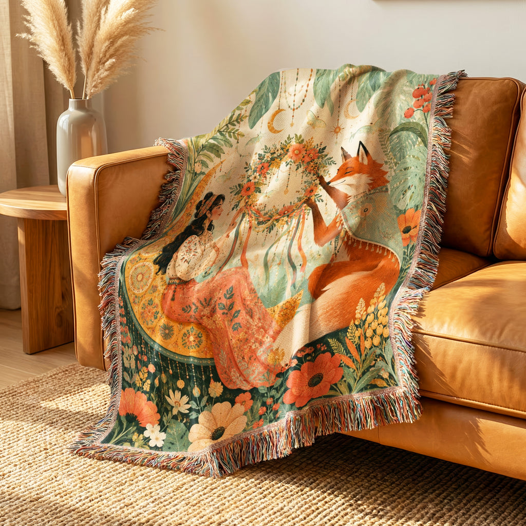 Fox Flower Wreath Blanket