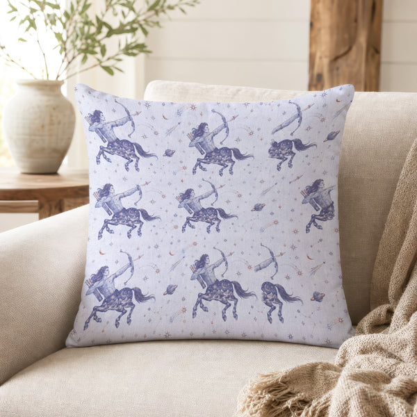 Sagittarius Star Archer – Blue Zodiac Pattern Pillow