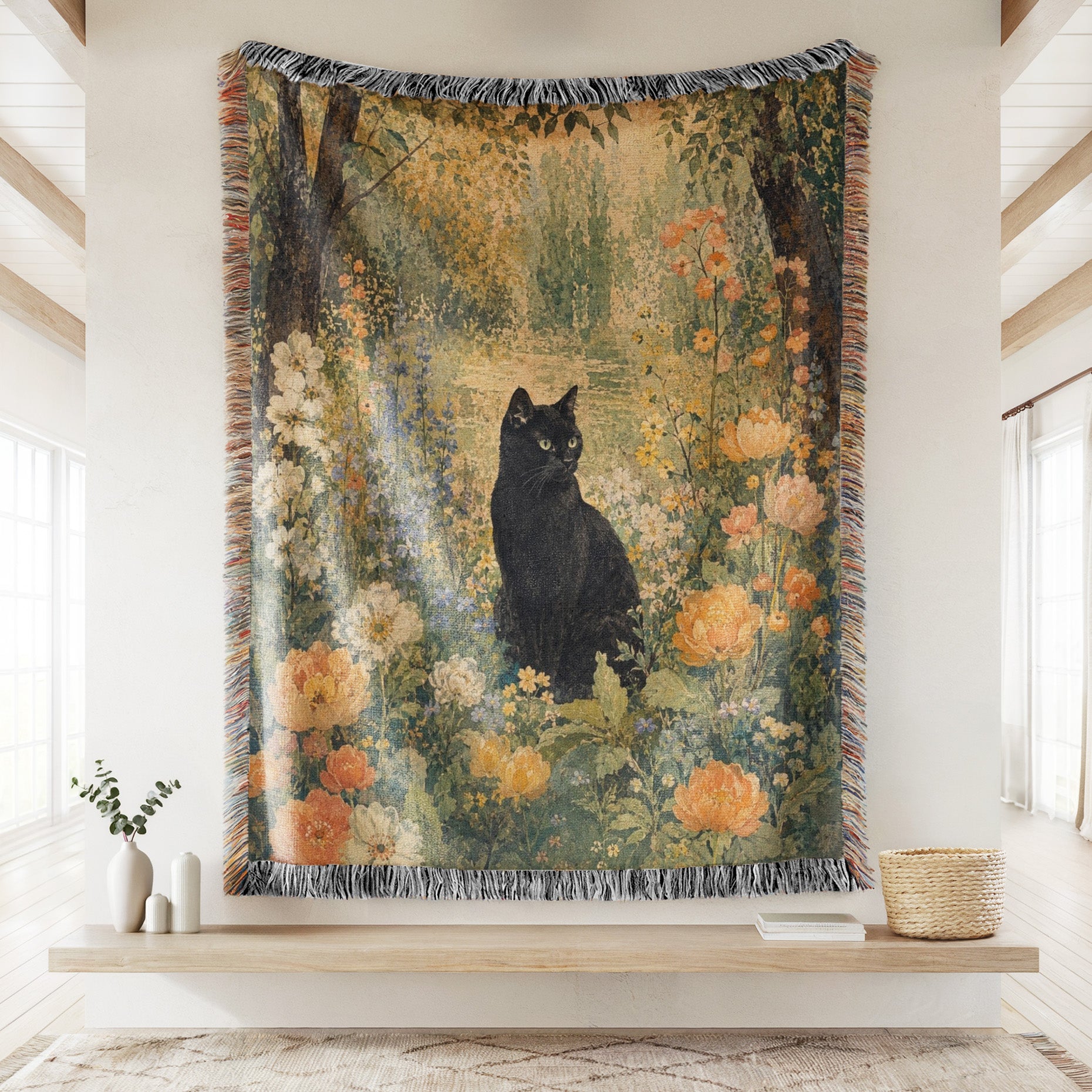Golden Woodland Black Cat Blanket Secondary image