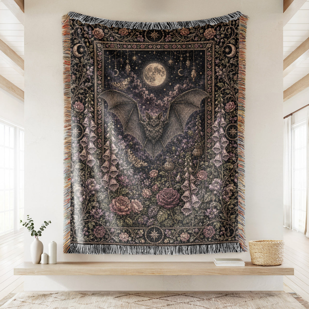Midnight Bat and Foxglove Blanket Main image