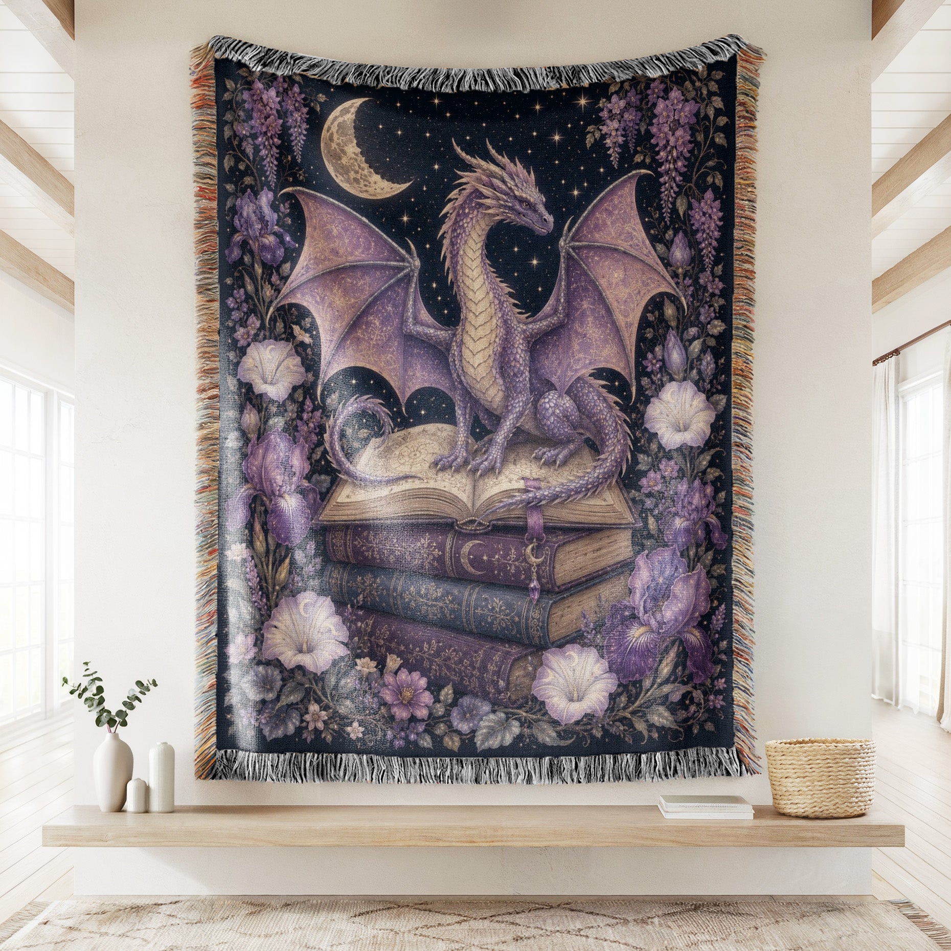 Lavender Crescent Dragon & Books Blanket Secondary image
