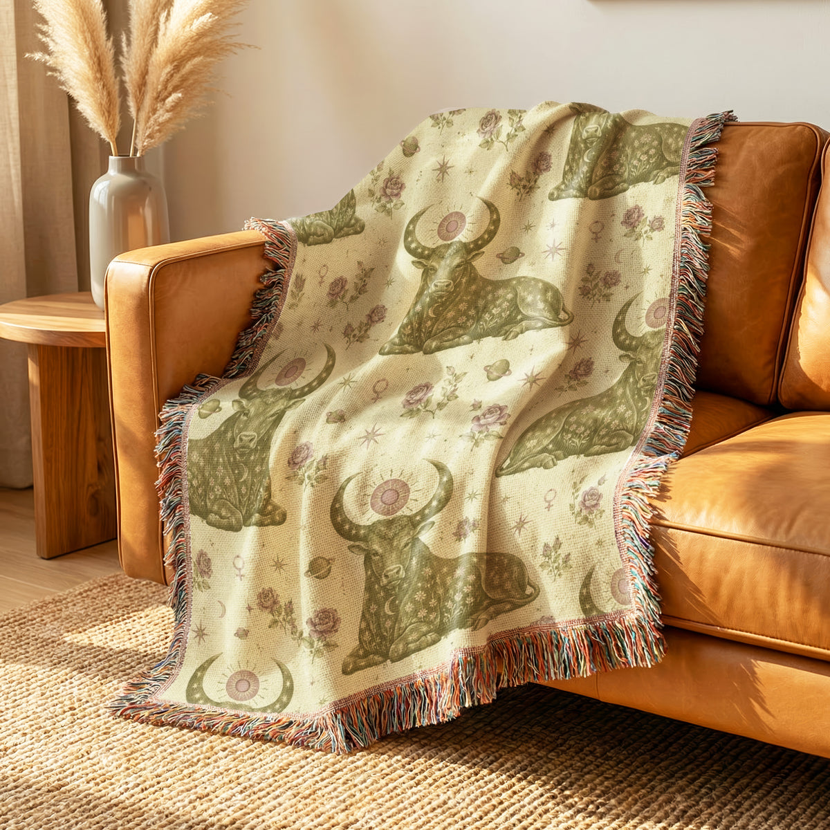 Taurus Floral Bull Pattern Blanket