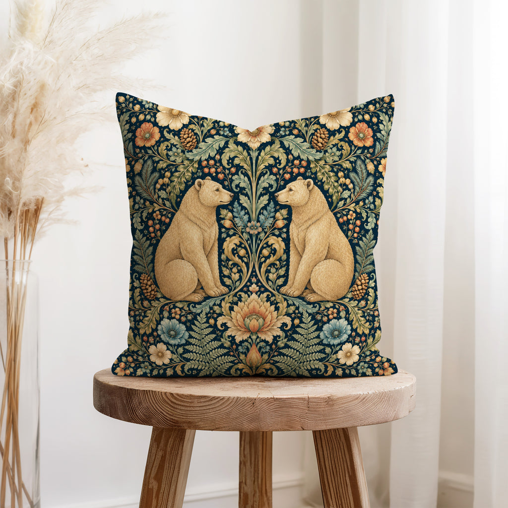 The Bear Garden – Ornate Woodland Pillow