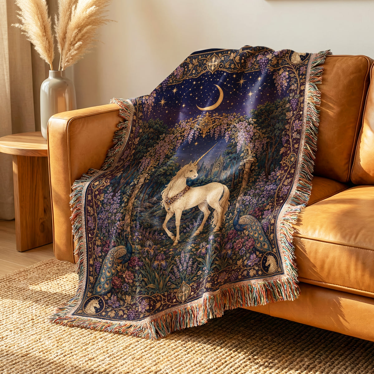 The Wisteria Unicorn Garden Blanket