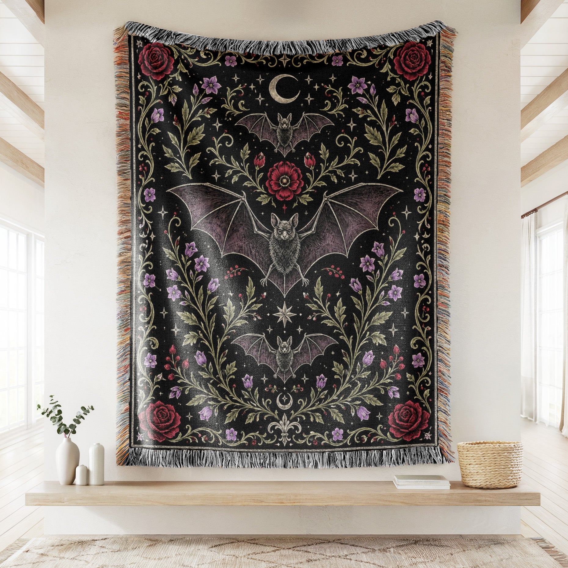 Moonlit Bat Garden Blanket Secondary image
