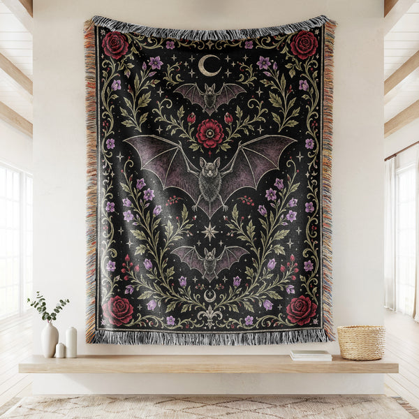 Moonlit Bat Garden Blanket