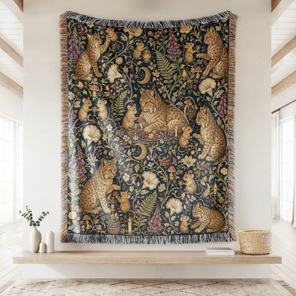 The Moonlit Lynx Feast Blanket