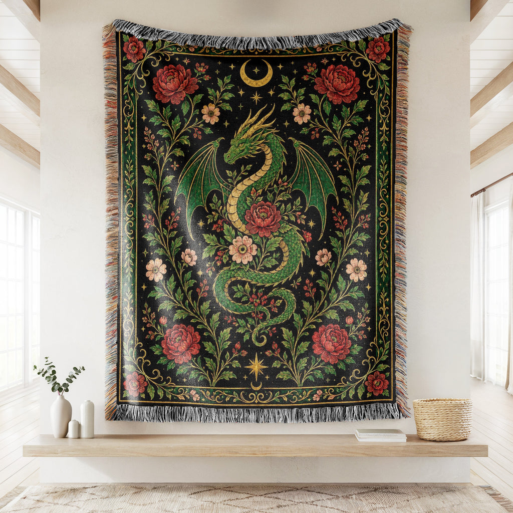 Emerald Dragon Rose Garden Blanket