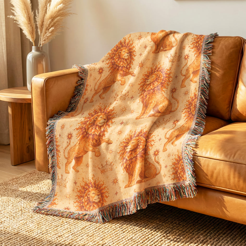 Leo Sunlit Lion Pattern Blanket