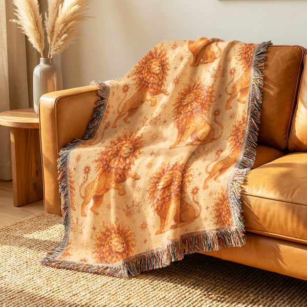 Leo Sunlit Lion Pattern Blanket
