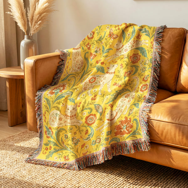 Golden Floral Cat Blanket
