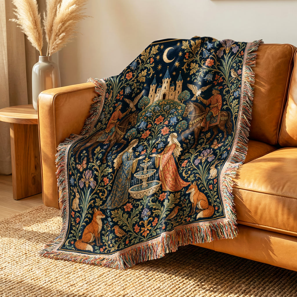 The Moonlit Falconers’ Garden Blanket