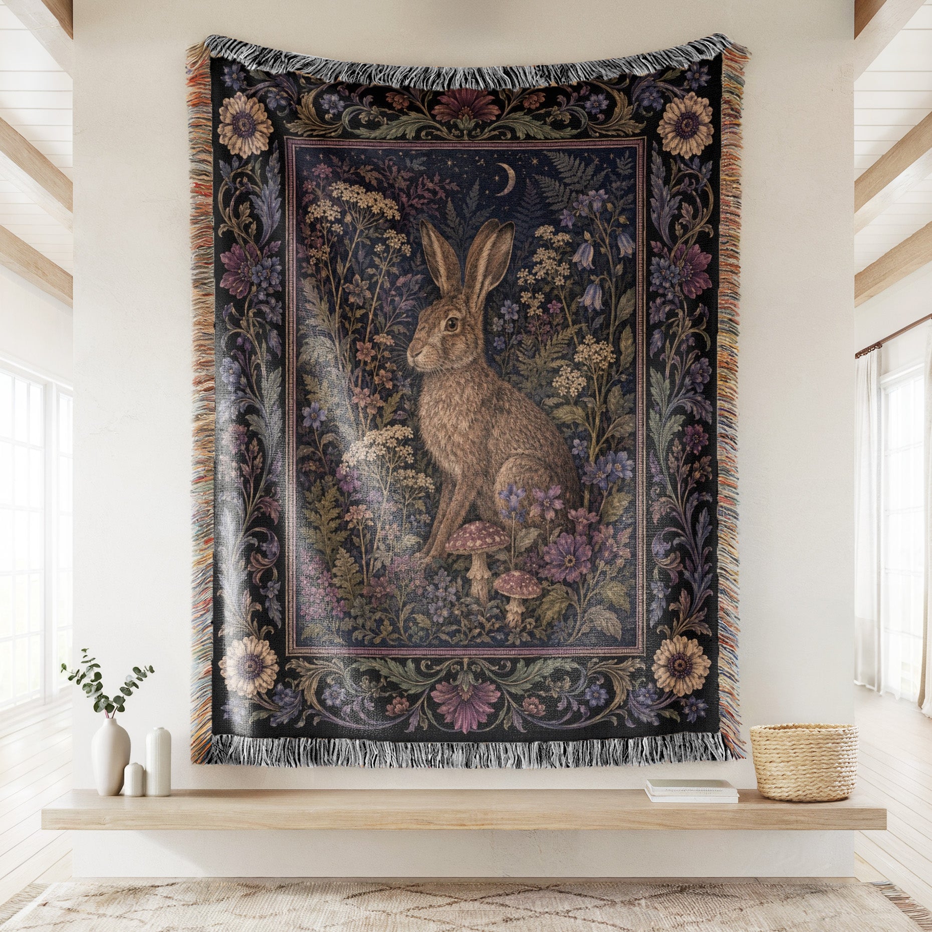 Moonlit Hare Tapestry Blanket Secondary image