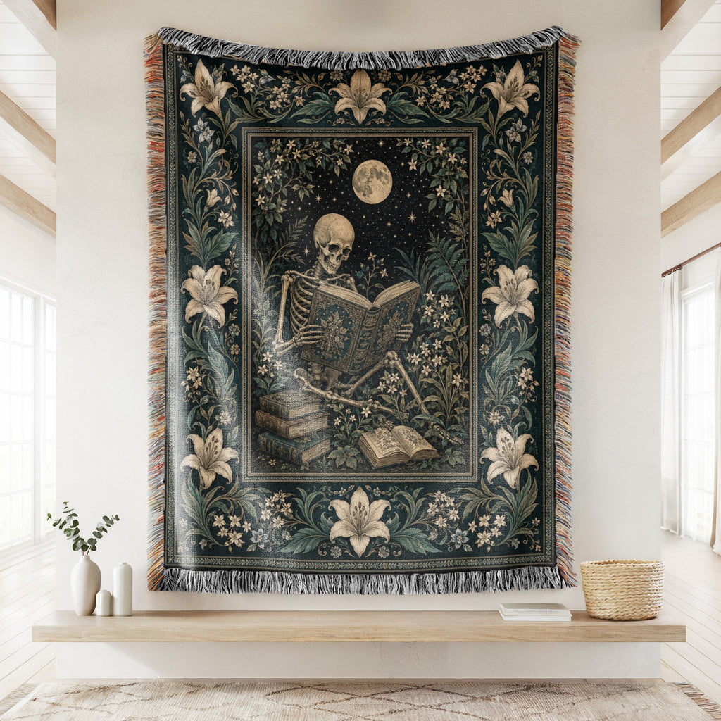Moonlit Skeleton Reader Blanket