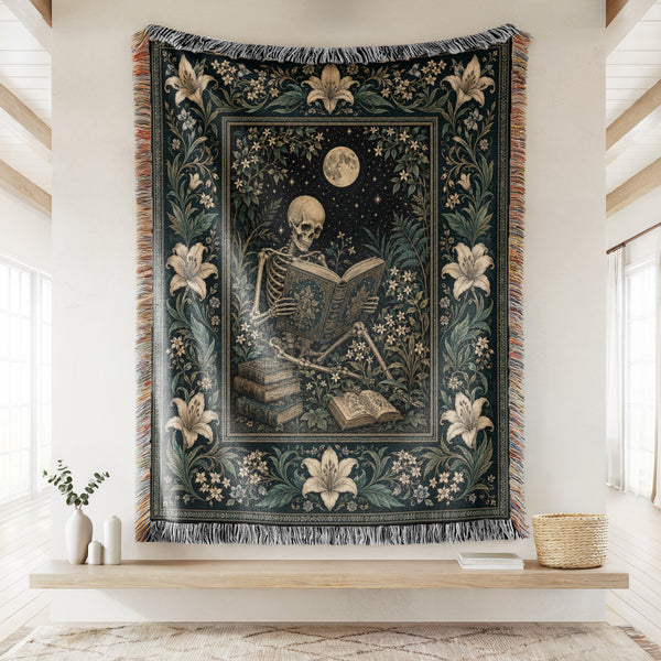 Moonlit Skeleton Reader Blanket