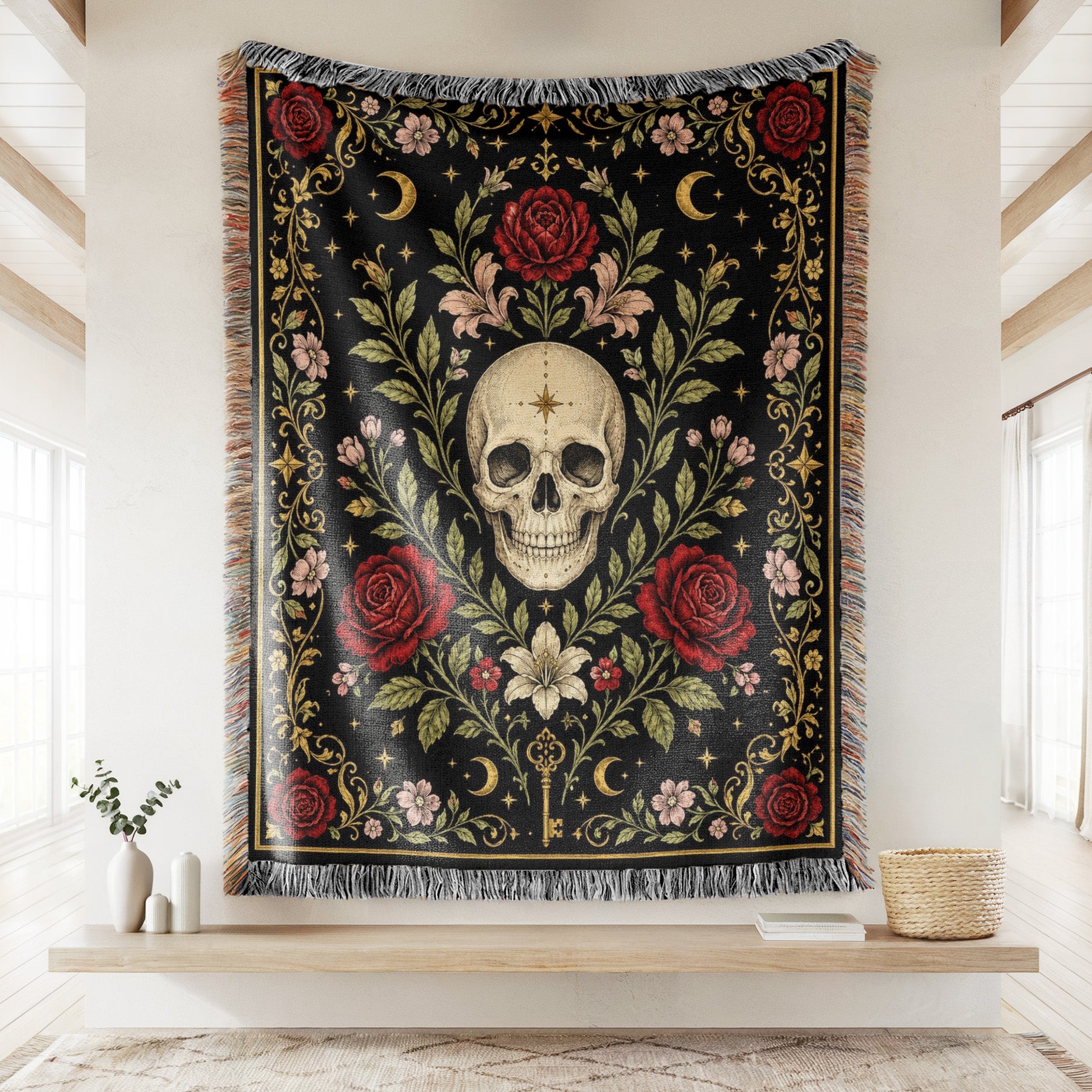 Skull & Celestial Roses Blanket Secondary image