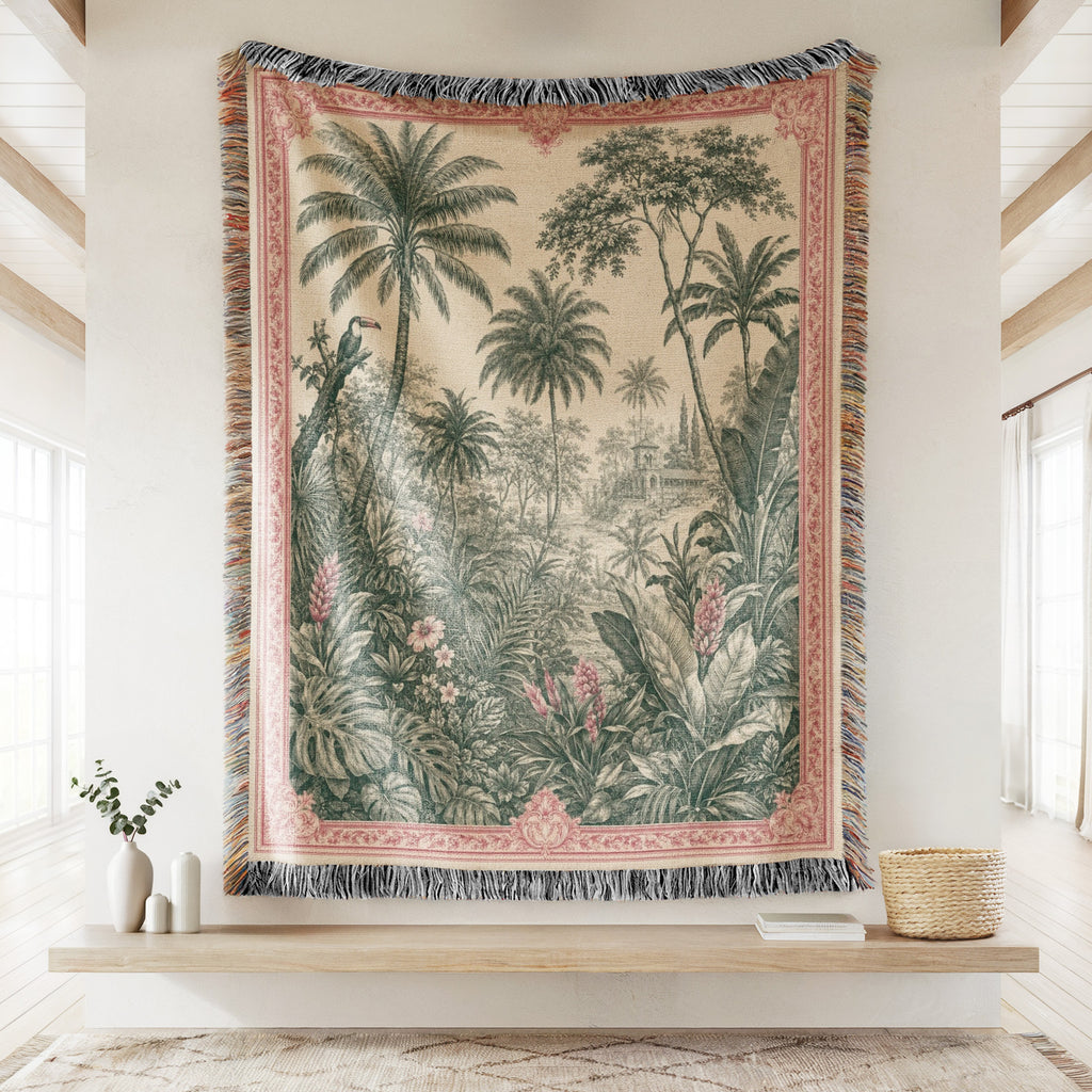 Rose Border Palm Garden Blanket
