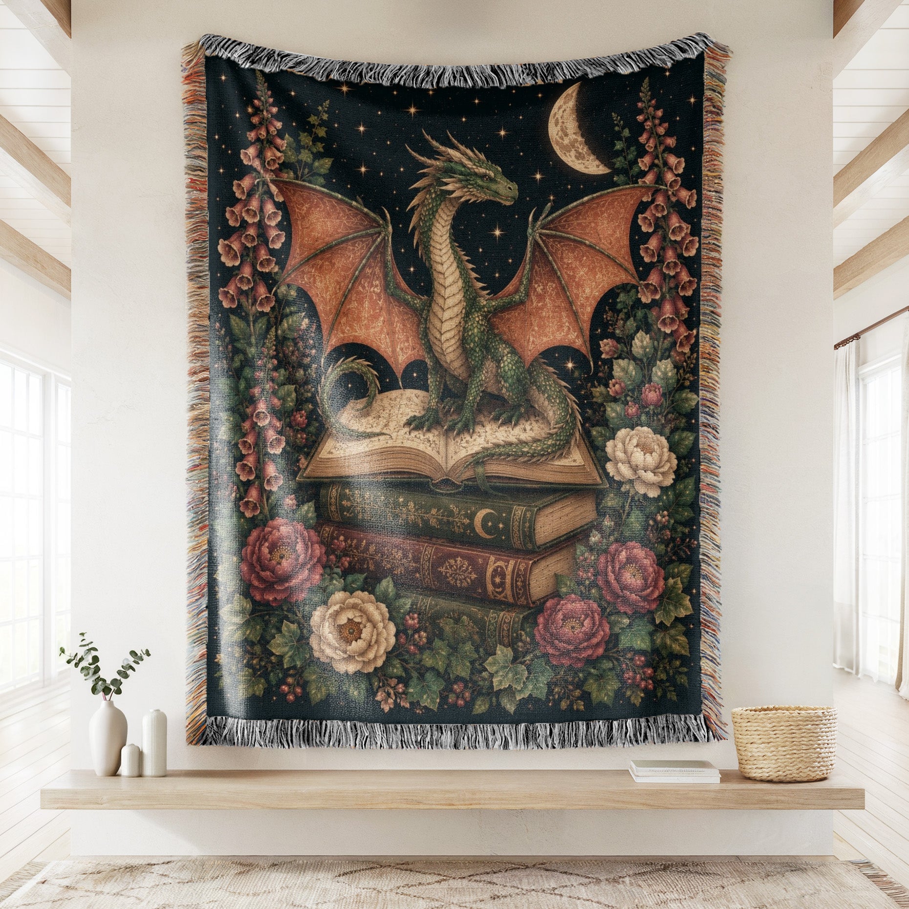 Woodland Crescent Dragon & Books Blanket Secondary image