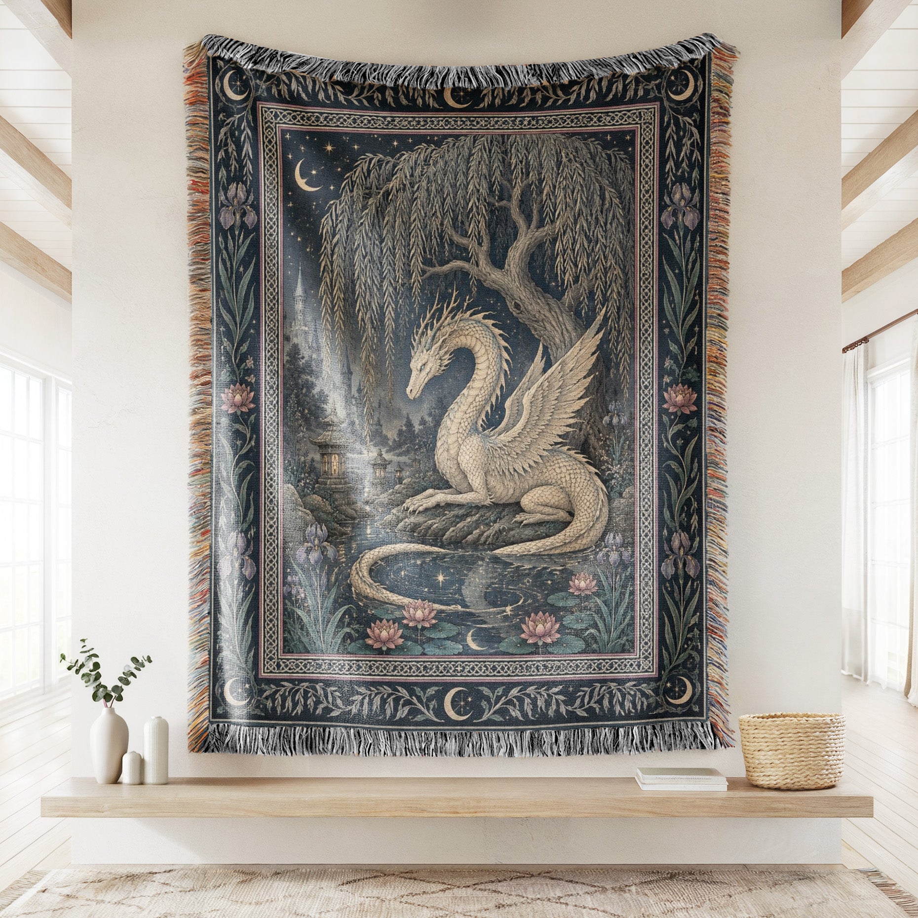 The Moonlit Willow Dragon Blanket Secondary image