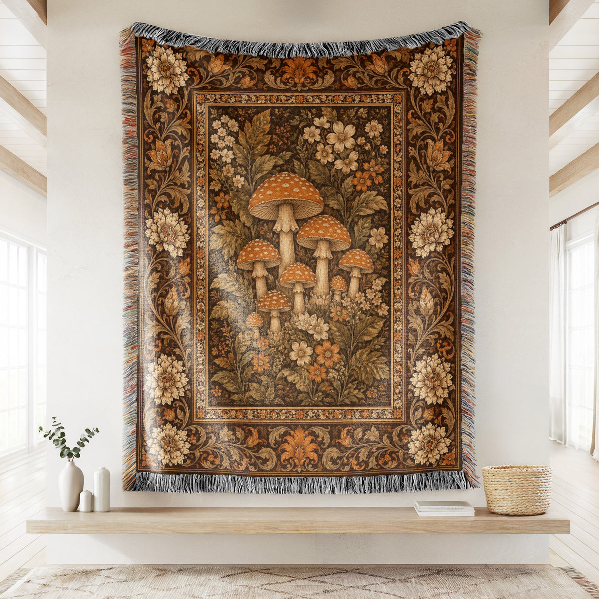 Autumn Toadstool Tapestry Blanket