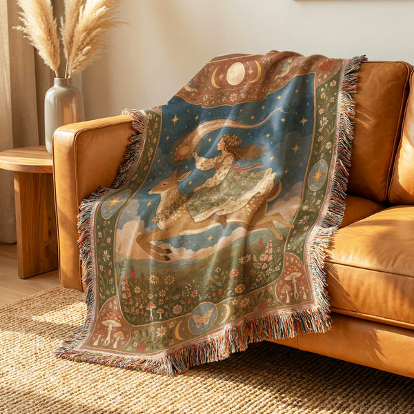 Celestial Deer Rider Blanket