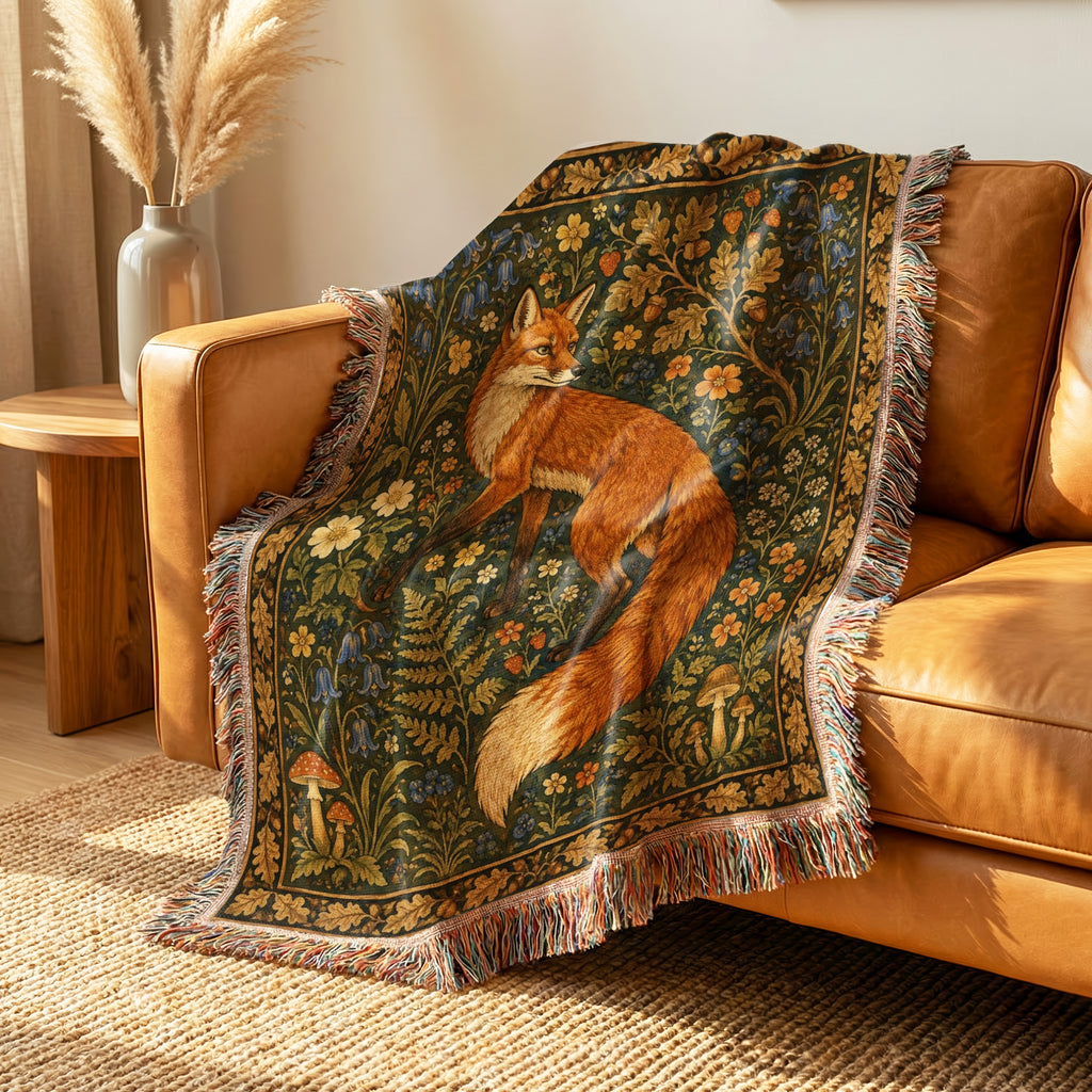 The Fox of the Bluebell Wood Blanket