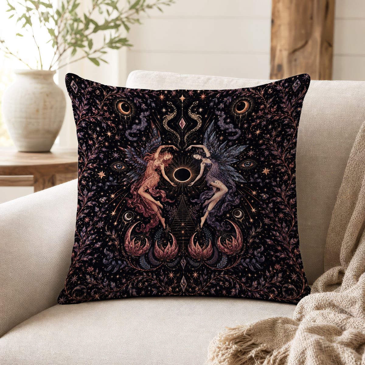 Eclipse Dancers – Dark Celestial Fairy Pillow