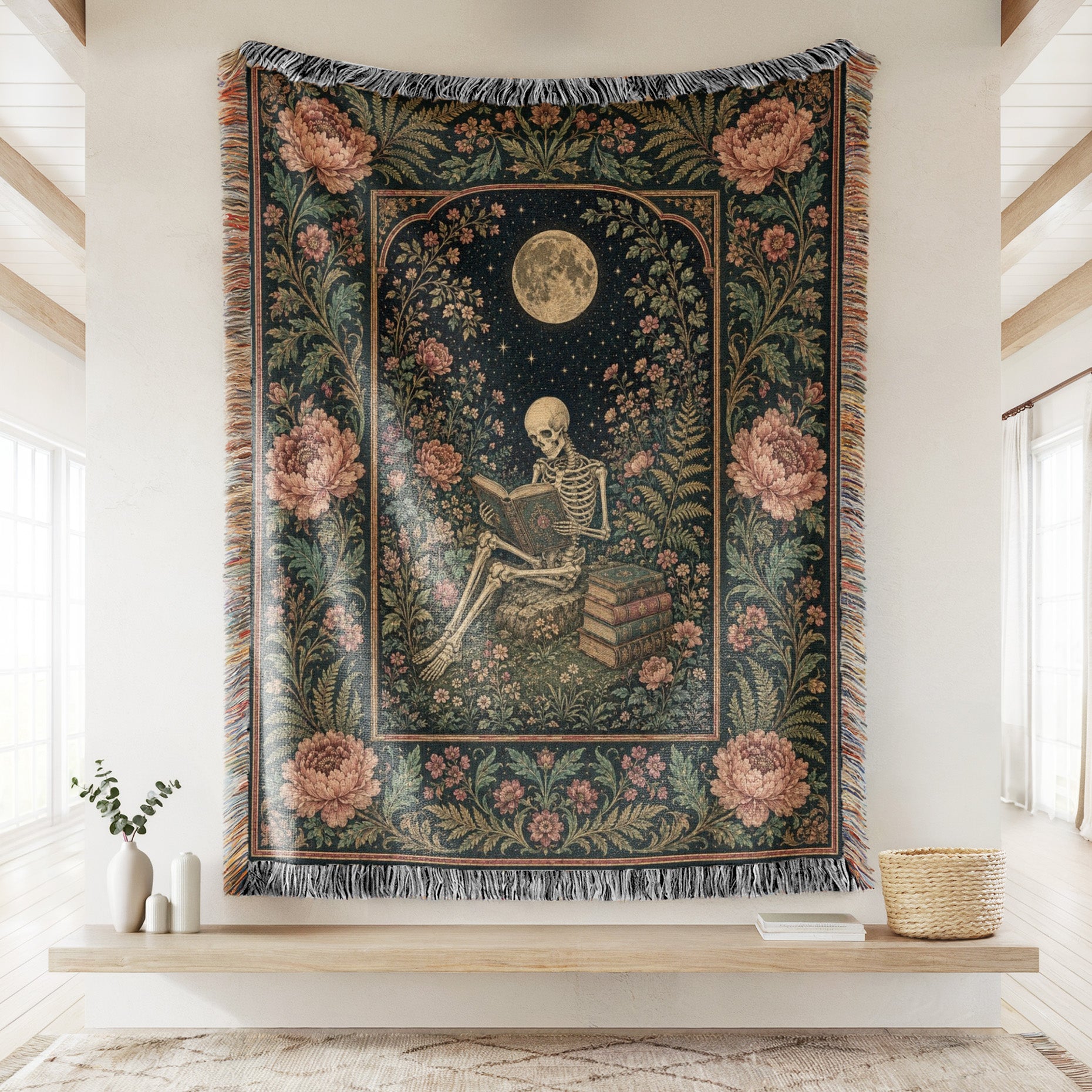 Peony Garden Skeleton Reader Blanket Secondary image