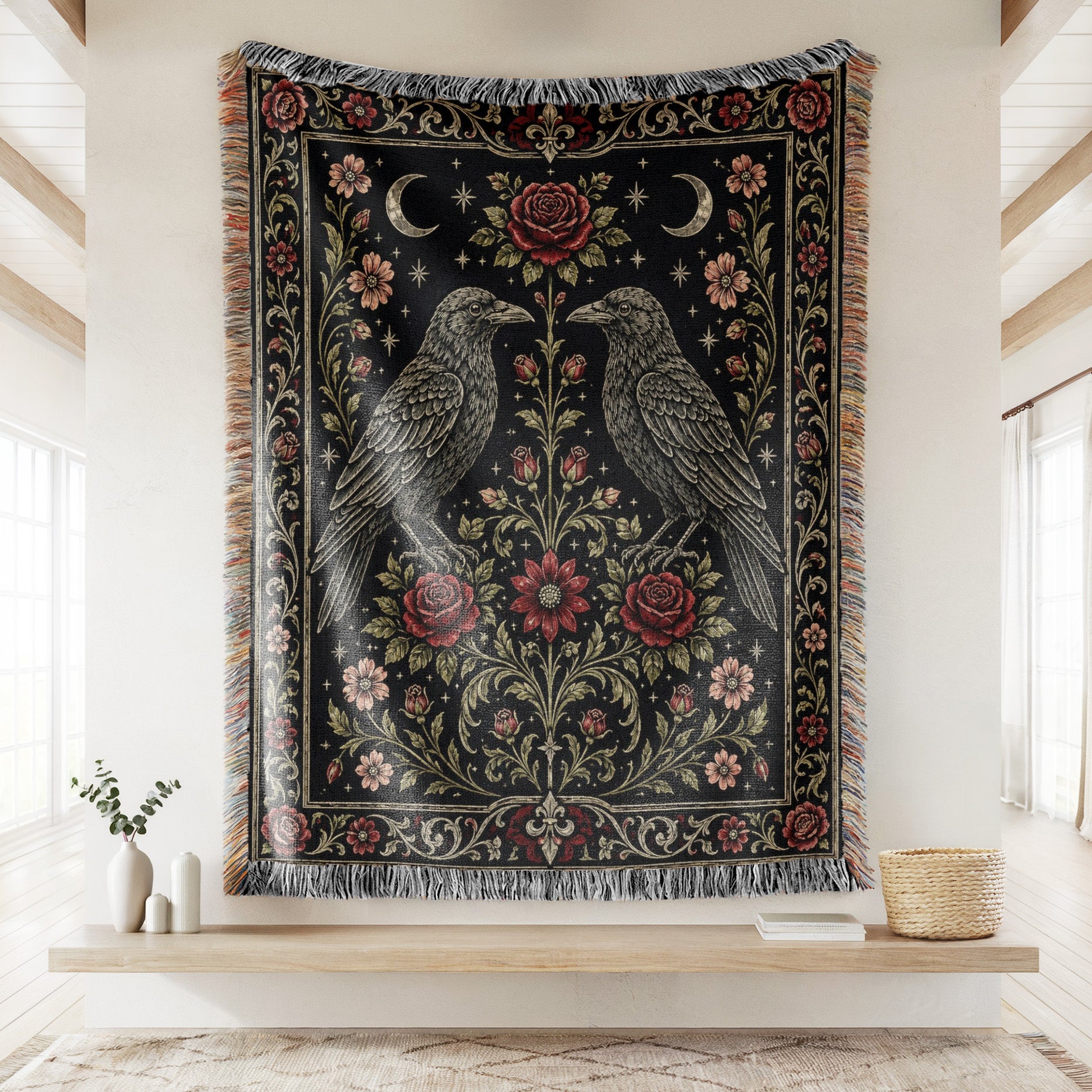 Ravens of the Rose Garden Blanket Secondary image