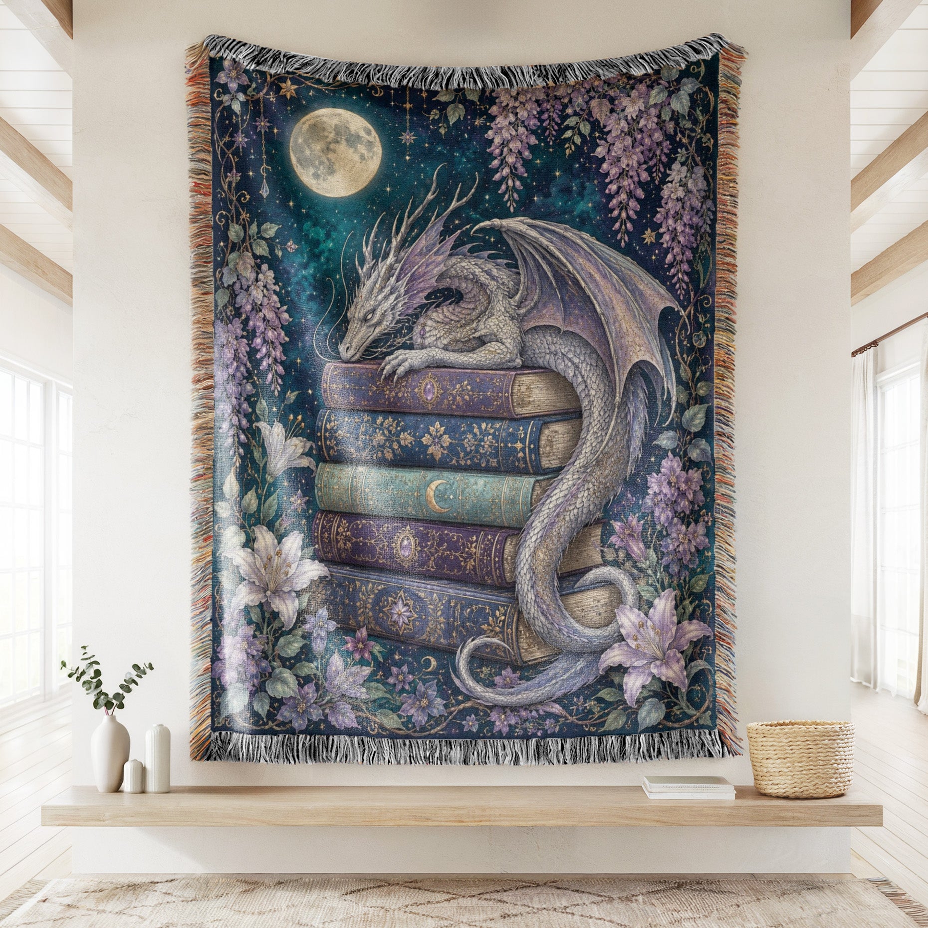 Sleeping Wisteria Dragon Library Blanket Secondary image