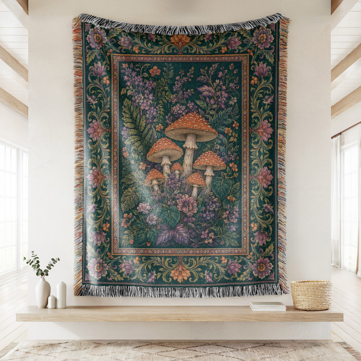 Midnight Mushroom Garden Blanket