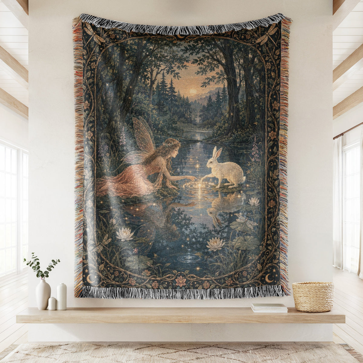 Twilight Fairy & White Rabbit Blanket