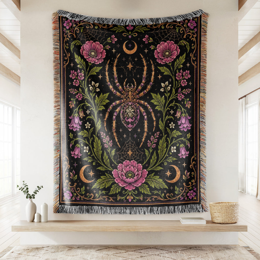 Moonlit Spider Garden Blanket