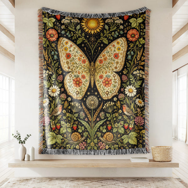 Sunlit Meadow Butterfly Blanket
