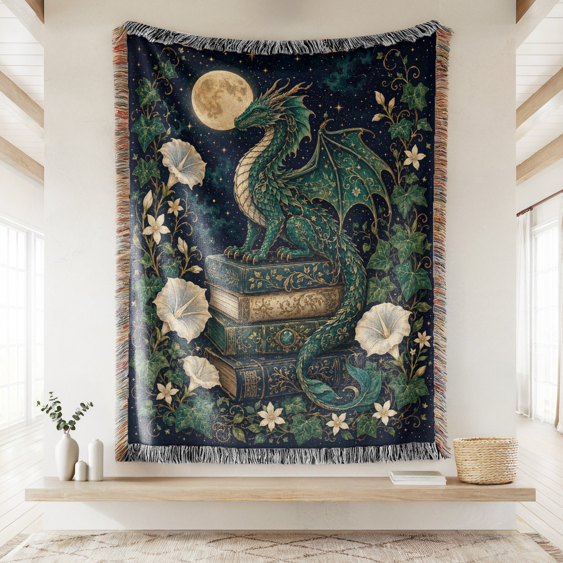 Emerald Moon Dragon Library Blanket Secondary image