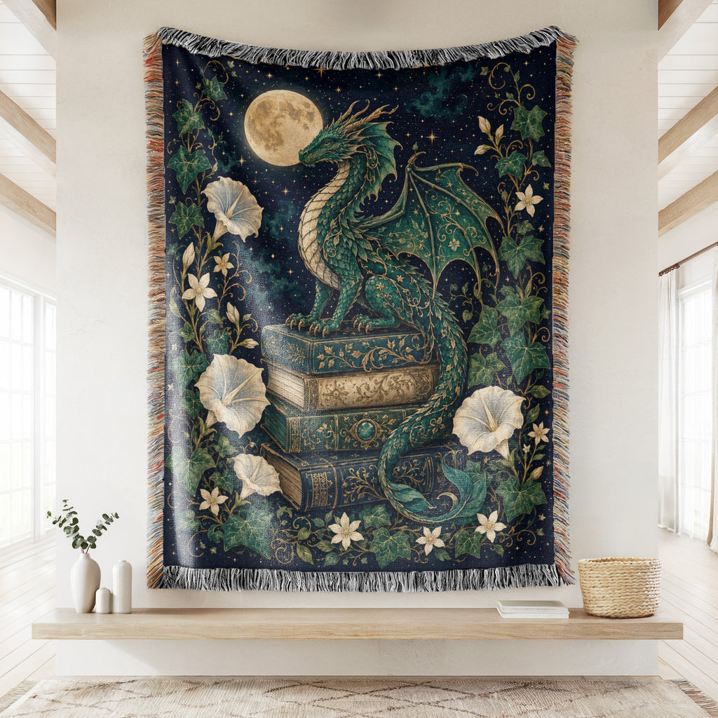 Emerald Moon Dragon Library Blanket