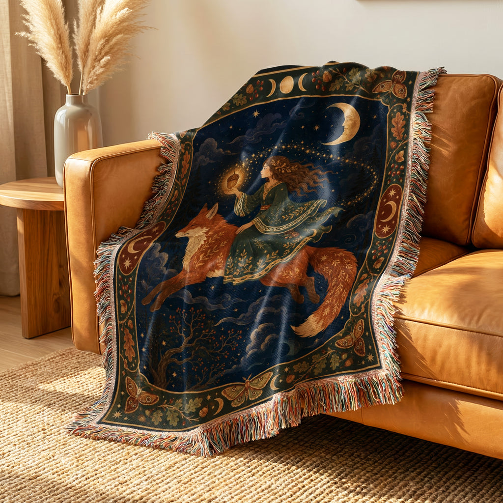 Moonlit Fox Rider Blanket