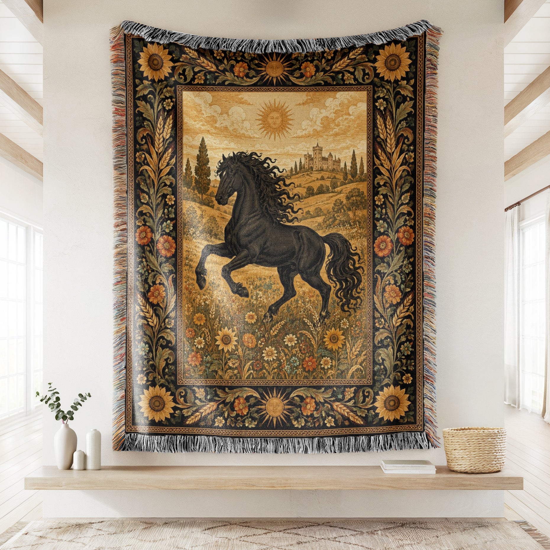 The Sunlit Black Horse Blanket Secondary image