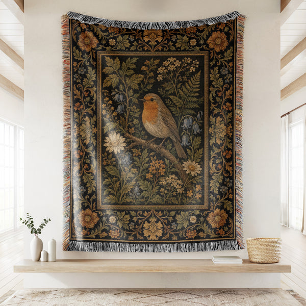 Robin Woodland Tapestry Blanket
