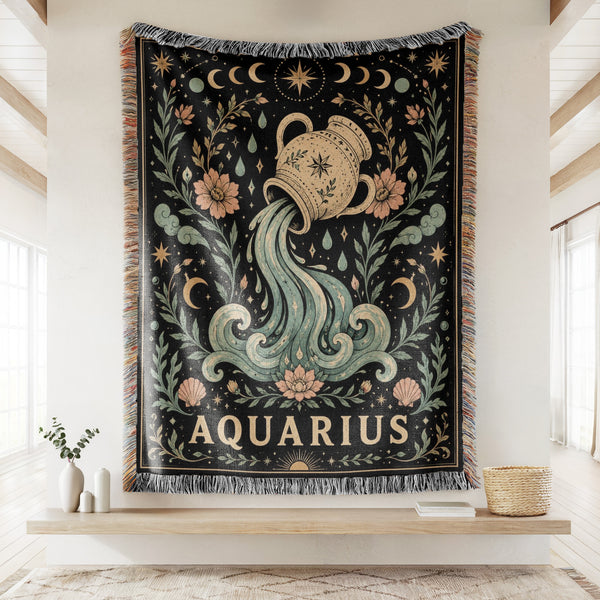 Aquarius Water Bearer Zodiac Blanket