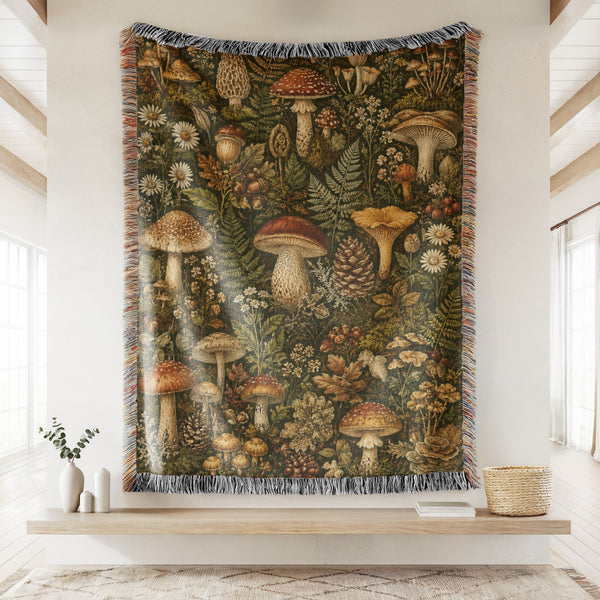 Woodland Forager Mushroom Blanket