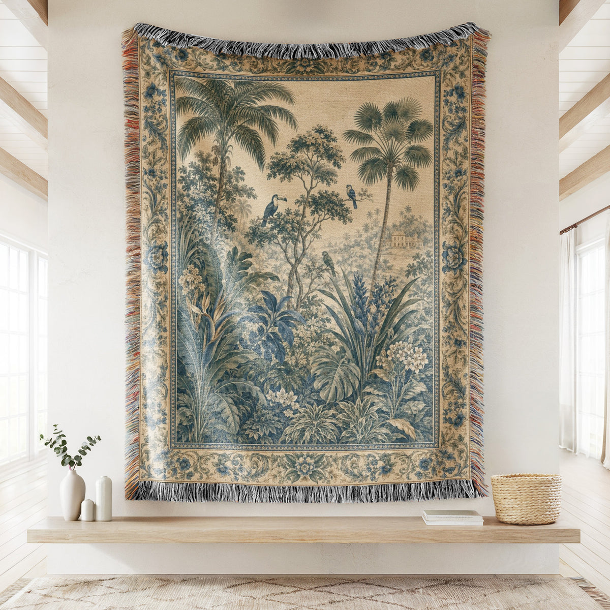 Blue Aviary Jungle Blanket